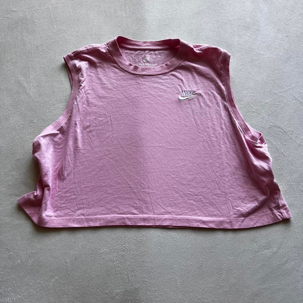 Nike Pink Cropped Workout Gym Training Running Athlete cotton Shirt Tank Top